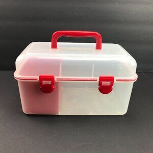 Clear Red Lunch Organizing Box Caddy 9.5" x 6" Bento